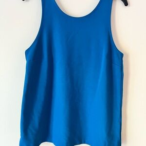 J crew medium teal blue v back women’s fitted tank top